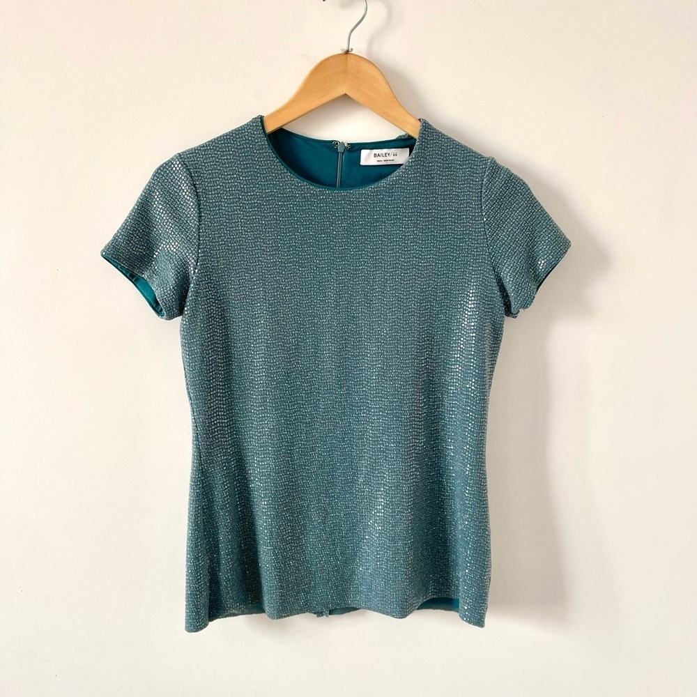 Bailey 44 Women's Turquoise Tee Short Sleeve With Sequins - size S